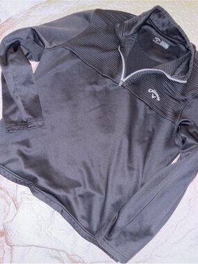 Callaway Men's Black Zip-Front Golf Pullover with Ribbed Yoke